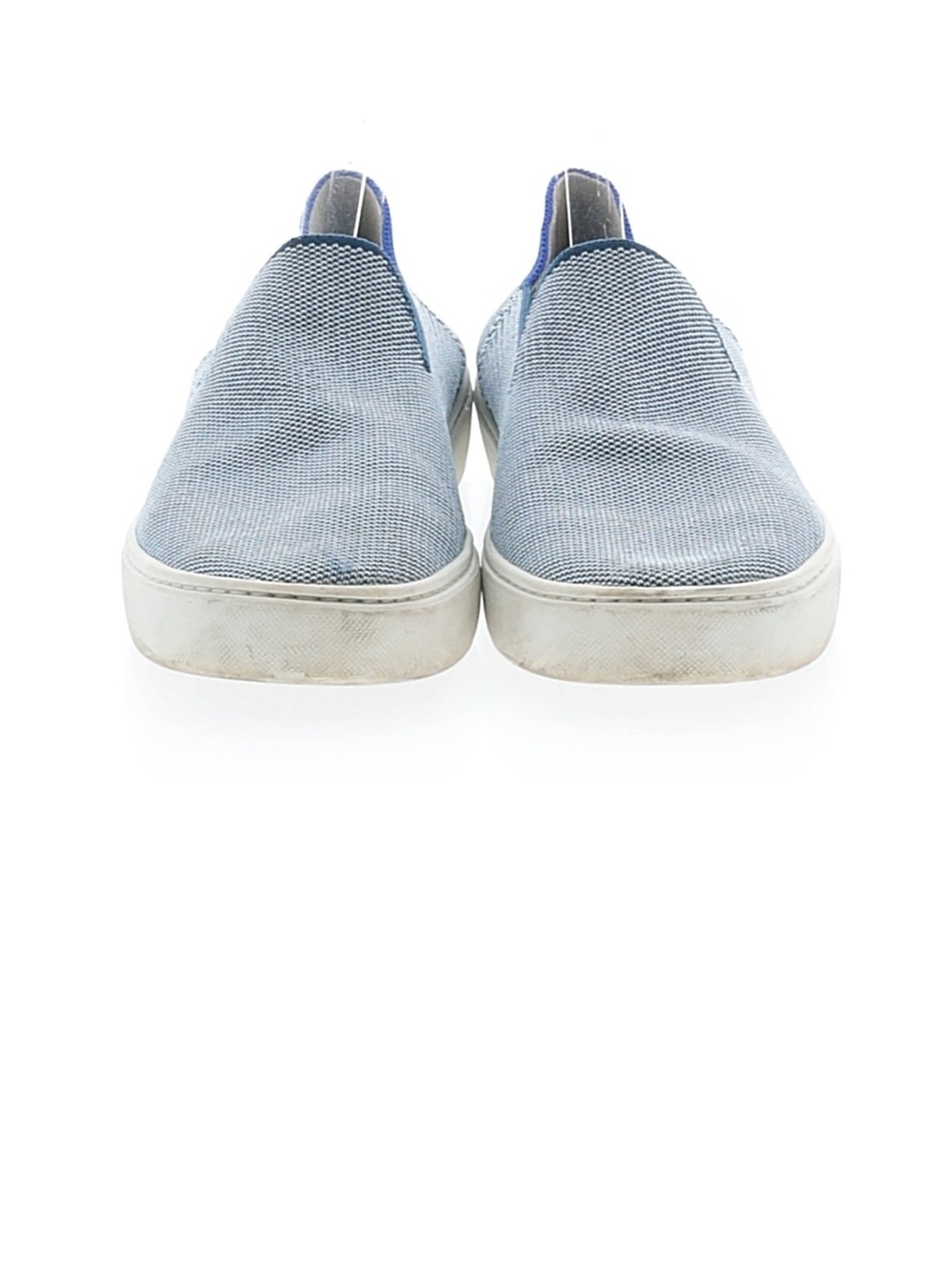 Rothy's Original Slip-On Sneakers in Light Blue and White